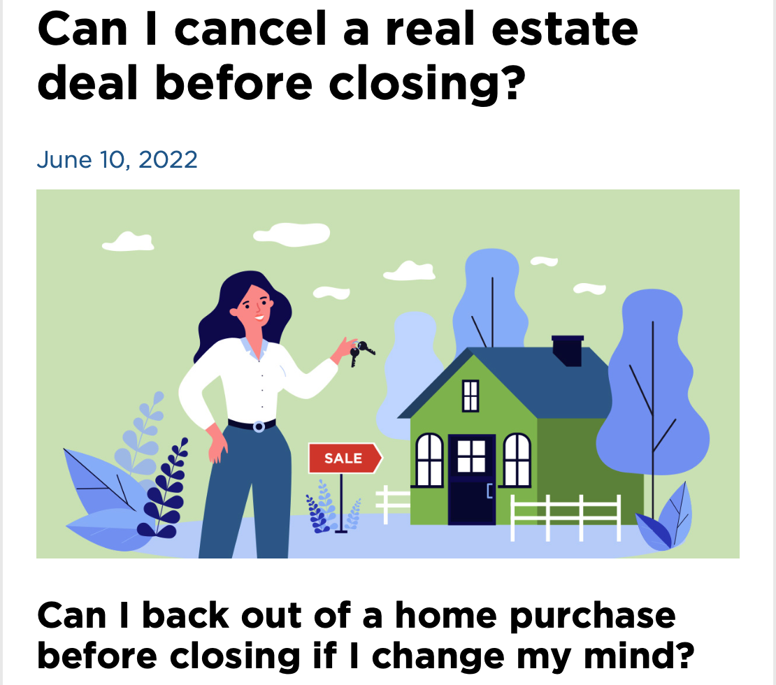 Can I cancel a real estate deal before closing?